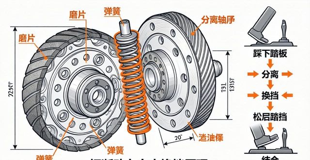 离合器工作原理_手动挡离合器作用_离合器压盘由哪些零部件组成