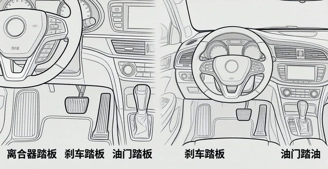 手动挡汽车离合刹车油门踏板使用_自动挡汽车刹车油门踏板区别_离合器制动器加速器