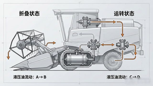 收割机离合器改装视频_液压控制系统工作原理_玉米收获机折叠割台结构组成